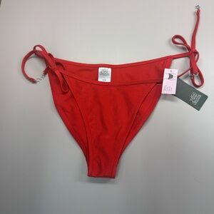 Wild Fable™ Women's Shiny Ribbed Low-Rise High Leg Cheeky Bikini Bottom Red - S